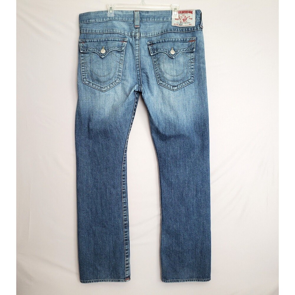 True Religion Jeans Men 40x32 Blue Ricky Relaxed Straight Leg Denim Y2K Pockets - Picture 2 of 13